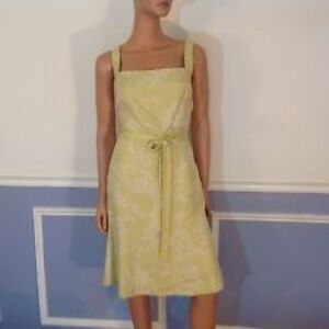 100% Silk Ann Taylor Celery Green Floral Dress